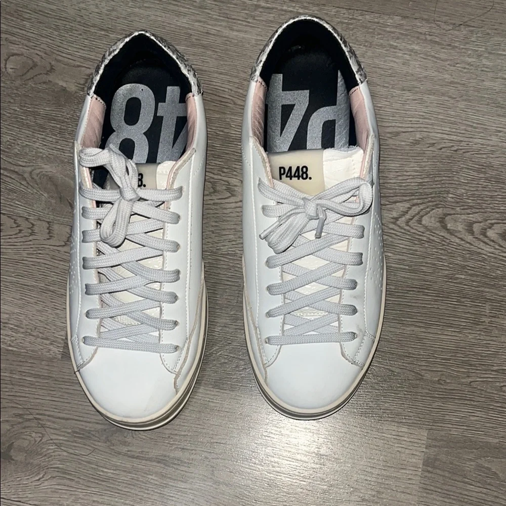 P448 White and Gray Sneakers Minimalist Design - Picture 2 of 6